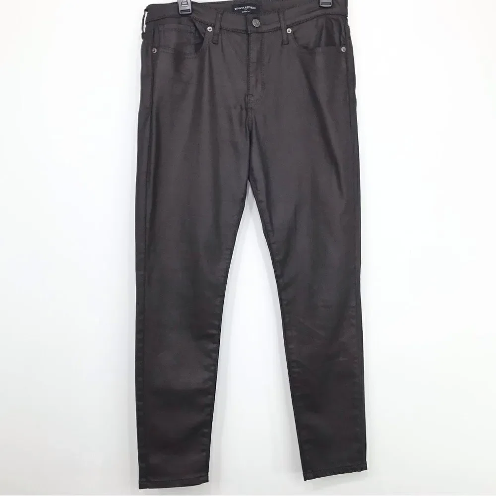 Banana Republic Factory Brown Barn Red Waxed Denim Skinny Fit Jeans